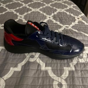 Prada red an blue shoes
